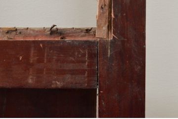 アンティーク建具　和の貫禄を漂わせる升目(マス目)格子蔵戸1枚(きつね格子、狐格子、引き戸、玄関戸、格子戸)(R-079874)
