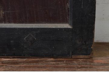 アンティーク建具　2トーンカラーが良いね　時代の流れを感じさせる格子蔵戸1枚(引き戸、玄関戸、格子戸)(R-079875)