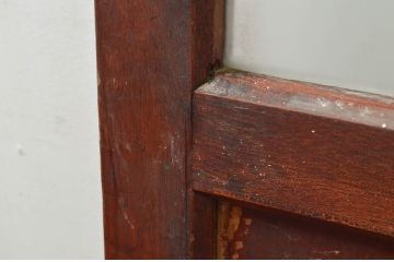 アンティーク建具　落ち着いた和の雰囲気におすすめなガラス入り升目(マス目)格子蔵戸1枚(きつね格子、狐格子、玄関戸、格子戸、ガラス戸、引き戸)(R-079876)