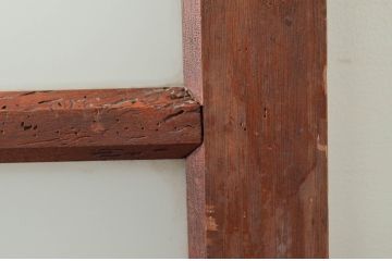 アンティーク建具　落ち着いた和の雰囲気におすすめなガラス入り升目(マス目)格子蔵戸1枚(きつね格子、狐格子、玄関戸、格子戸、ガラス戸、引き戸)(R-079876)
