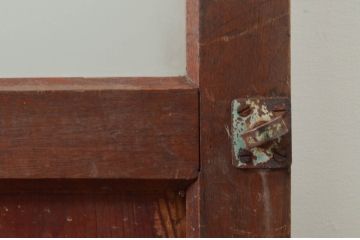 アンティーク建具　落ち着いた和の雰囲気におすすめなガラス入り升目(マス目)格子蔵戸1枚(きつね格子、狐格子、玄関戸、格子戸、ガラス戸、引き戸)(R-079876)