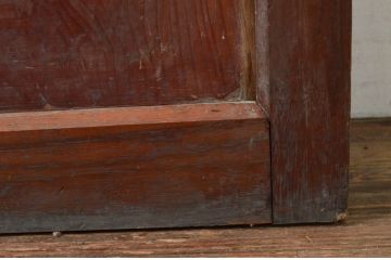 アンティーク建具　落ち着いた和の雰囲気におすすめなガラス入り升目(マス目)格子蔵戸1枚(きつね格子、狐格子、玄関戸、格子戸、ガラス戸、引き戸)(R-079876)