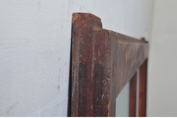 アンティーク建具　落ち着いた和の雰囲気におすすめなガラス入り升目(マス目)格子蔵戸1枚(きつね格子、狐格子、玄関戸、格子戸、ガラス戸、引き戸)(R-079876)