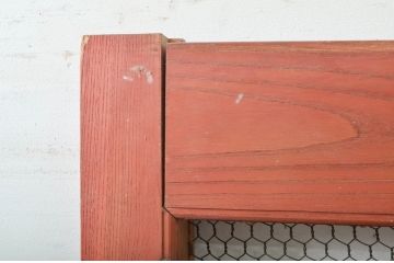 アンティーク建具　総欅(ケヤキ)材　味わい深い風合いが魅力の升目(マス目)格子蔵戸1枚(きつね格子、狐格子、引き戸、玄関戸)(R-079882)