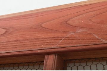 アンティーク建具　総欅(ケヤキ)材　味わい深い風合いが魅力の升目(マス目)格子蔵戸1枚(きつね格子、狐格子、引き戸、玄関戸)(R-079882)