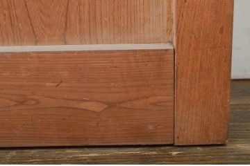 アンティーク建具　総欅(ケヤキ)材　味わい深い風合いが魅力の升目(マス目)格子蔵戸1枚(きつね格子、狐格子、引き戸、玄関戸)(R-079882)