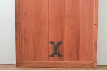 アンティーク建具　総欅(ケヤキ)材　味わい深い木の風合いが魅力的な蔵戸1枚(引き戸、玄関戸)(R-079883)