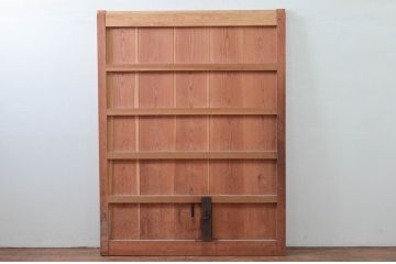 アンティーク建具　総欅(ケヤキ)材　味わい深い木の風合いが魅力的な蔵戸1枚(引き戸、玄関戸)(R-079883)