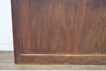 アンティーク建具　総欅(ケヤキ)材　時代の流れを感じさせる升目(マス目)格子蔵戸1枚(きつね格子、狐格子、引き戸、玄関戸、格子戸)(R-079884)