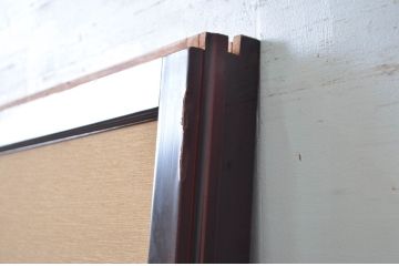 アンティーク建具　高級品!!　漆塗り框の組子入りガラス帯戸2枚セット(引き戸、ガラス戸)(R-079886)