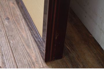 アンティーク建具　高級品!!　漆塗り框の組子入りガラス帯戸2枚セット(引き戸、ガラス戸)(R-079886)