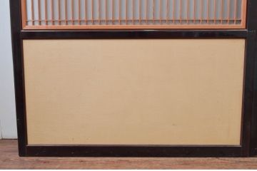 アンティーク建具　高級品!!　漆塗り框の組子入りガラス帯戸2枚セット(引き戸、ガラス戸)(R-079887)