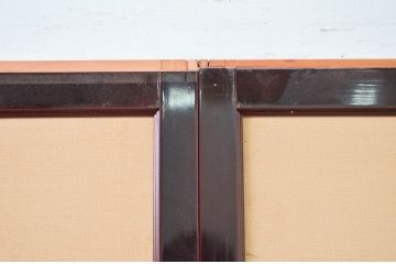 アンティーク建具　高級品!!　漆塗り框の組子入りガラス帯戸2枚セット(引き戸、ガラス戸)(R-079887)