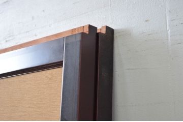 アンティーク建具　高級品!!　漆塗り框の組子入りガラス帯戸2枚セット(引き戸、ガラス戸)(R-079887)