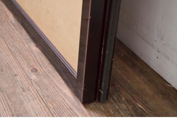 アンティーク建具　高級品!!　漆塗り框の組子入りガラス帯戸2枚セット(引き戸、ガラス戸)(R-079887)