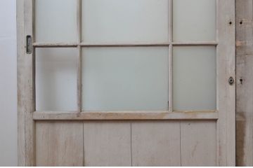 アンティーク建具　ペイント仕上げ限定　レトロな雰囲気づくりにおすすめのガラス戸2枚セット(引き戸)(R-079888)