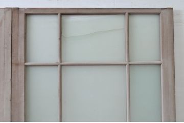 アンティーク建具　ペイント仕上げ限定　レトロな雰囲気づくりにおすすめのガラス戸2枚セット(引き戸)(R-079888)