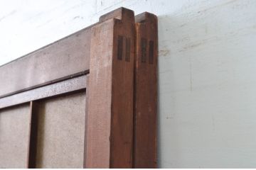 アンティーク建具　美品　腰板欅(ケヤキ)材　風情のある佇まいが魅力的な裏障子付き幅広格子戸2枚セット(帯戸、引き戸、障子戸)(R-079889)