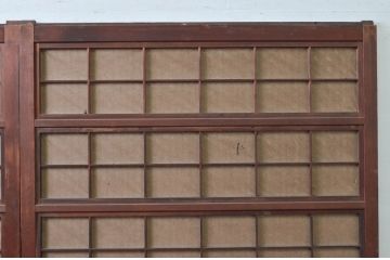 アンティーク建具　美品　腰板欅(ケヤキ)材　風情のある佇まいが魅力的な裏障子付き幅広格子戸2枚セット(帯戸、引き戸、障子戸)(R-079890)