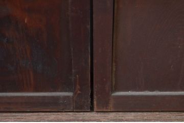 アンティーク建具　美品　腰板欅(ケヤキ)材　風情のある佇まいが魅力的な裏障子付き幅広格子戸2枚セット(帯戸、引き戸、障子戸)(R-079890)