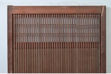アンティーク建具　どこか懐かしい雰囲気を醸し出す裏障子付き格子戸1枚(引き戸、障子戸、帯戸)(R-079893)