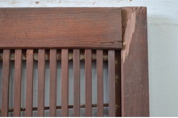 アンティーク建具　どこか懐かしい雰囲気を醸し出す裏障子付き格子戸1枚(引き戸、障子戸、帯戸)(R-079893)