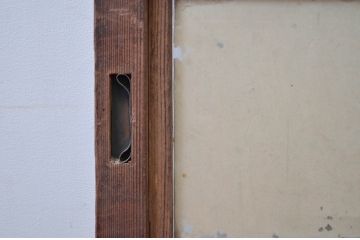 アンティーク建具　どこか懐かしい雰囲気を醸し出す裏障子付き格子戸1枚(引き戸、障子戸、帯戸)(R-079893)