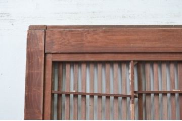 アンティーク建具　どこか懐かしい雰囲気を醸し出す裏障子付き格子戸1枚(引き戸、障子戸、帯戸)(R-079893)