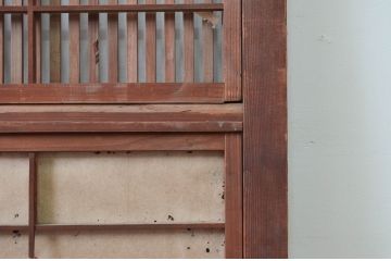 アンティーク建具　どこか懐かしい雰囲気を醸し出す裏障子付き格子戸1枚(引き戸、障子戸、帯戸)(R-079893)