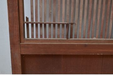 アンティーク建具　どこか懐かしい雰囲気を醸し出す裏障子付き格子戸1枚(引き戸、障子戸、帯戸)(R-079893)