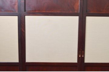 アンティーク建具　上手物　高級品　総欅(ケヤキ)材　和モダンな空間を演出する漆塗り帯戸4枚セット(引き戸)(R-079894)