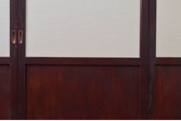 アンティーク建具　上手物　高級品　総欅(ケヤキ)材　和モダンな空間を演出する漆塗り帯戸4枚セット(引き戸)(R-079894)