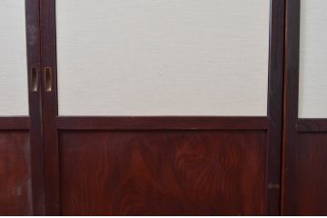アンティーク建具　上手物　高級品　総欅(ケヤキ)材　和モダンな空間を演出する漆塗り帯戸4枚セット(引き戸)(R-079894)