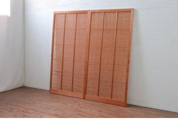 中古　涼しげな和の空間を演出する夏戸2枚セット(建具、簾戸、御簾戸、簀戸、葭戸、夏障子、引き戸、すど)(R-079895)