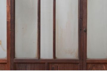アンティーク建具　大正ロマンな雰囲気を盛り上げる幅狭ガラス戸4枚セット(引き戸)(R-079896)