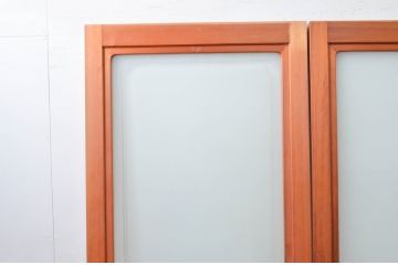 ビンテージ建具　上手物!!　上質な作り込みの幅狭ガラス戸2枚セット(引き戸、ヴィンテージ)(R-079897)