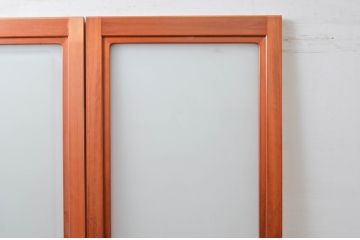 ビンテージ建具　上手物!!　上質な作り込みの幅狭ガラス戸2枚セット(引き戸、ヴィンテージ)(R-079897)