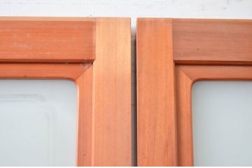 ビンテージ建具　上手物!!　上質な作り込みの幅狭ガラス戸2枚セット(引き戸、ヴィンテージ)(R-079897)