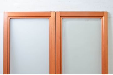 ビンテージ建具　上手物!!　上質な作り込みの幅狭ガラス戸2枚セット(引き戸、ヴィンテージ)(R-079897)