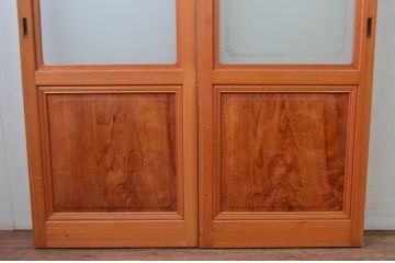 ビンテージ建具　上手物!!　上質な作り込みの幅狭ガラス戸2枚セット(引き戸、ヴィンテージ)(R-079897)