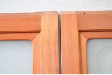 ビンテージ建具　上手物!!　上質な作り込みの幅狭ガラス戸2枚セット(引き戸、ヴィンテージ)(R-079897)