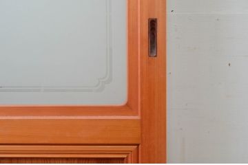 ビンテージ建具　上手物!!　上質な作り込みの幅狭ガラス戸2枚セット(引き戸、ヴィンテージ)(R-079897)