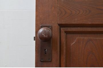 アンティーク建具　大正ロマン　上質　総欅(ケヤキ)材　どこか懐かしい雰囲気を感じるドア1枚(扉、木製ドア)(R-079898)