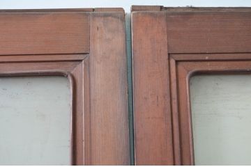 アンティーク建具　古い万屋の大きなガラス戸2枚セット(大判ガラス、店舗用ガラス戸、引き戸)(R-079900)