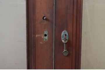 アンティーク建具　古い万屋の大きなガラス戸2枚セット(大判ガラス、店舗用ガラス戸、引き戸)(R-079900)
