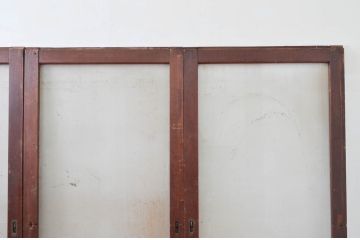 アンティーク建具　昭和レトロな店舗用の大判ガラス戸4枚セット(引き戸)(R-079901)