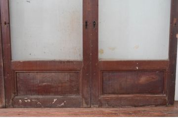アンティーク建具　昭和レトロな店舗用の大判ガラス戸4枚セット(引き戸)(R-079901)