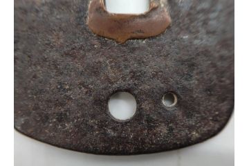 時代武具　相州住 政宗?　在銘　鉄地　木瓜形　時代を経た重みを感じる鍔(彫刻、刀装具)(R-079902)