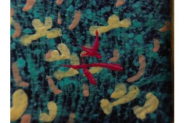 真作　石坂仁良　「緑風」　SM　絵画(油彩、油絵、風景、山、花畑、サイン付き、肉筆、額装)(R-079906)