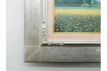 真作　石坂仁良　「緑風」　SM　絵画(油彩、油絵、風景、山、花畑、サイン付き、肉筆、額装)(R-079906)